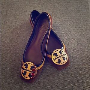Tory Burch suede brown and mustard ballet flats